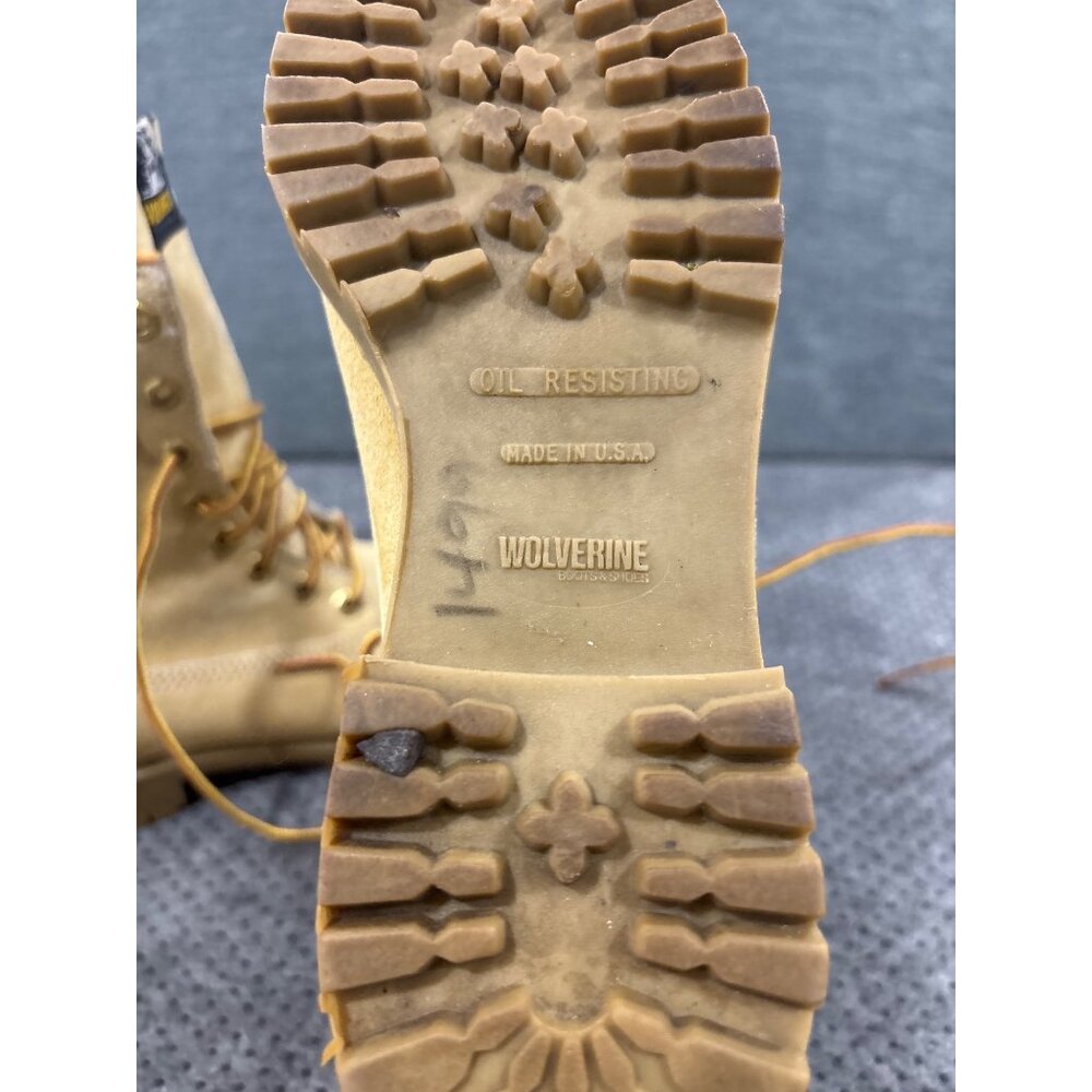 Wolverine Tan Lace-Up Work Boots Size 5 Suede Upper Rubber Sole Womens - Picture 11 of 13